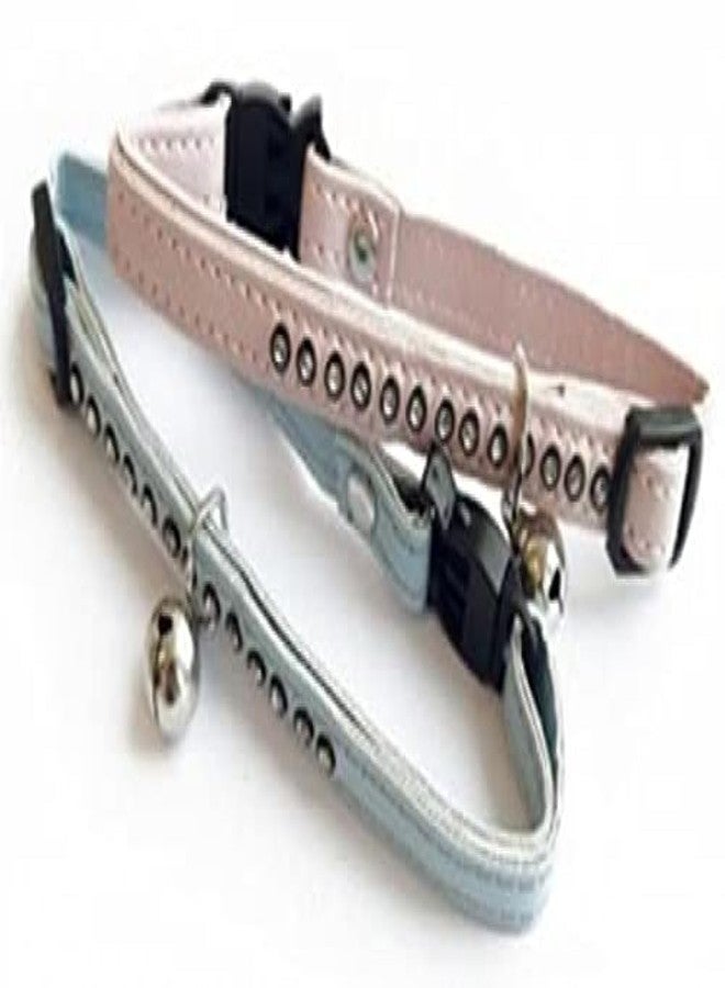 أم-بيتس طوق قطط مزين بالجواهر من إم-بيتس مع جرس، طوق قابل للتعديل مزين بأحجار كريمة أنيقة، للاستخدام الداخلي والخارجي، مزود بإبزيم أمان سريع الفتح، ألوان متنوعة - وردي، أزرق، 20-30 سم - Image 1